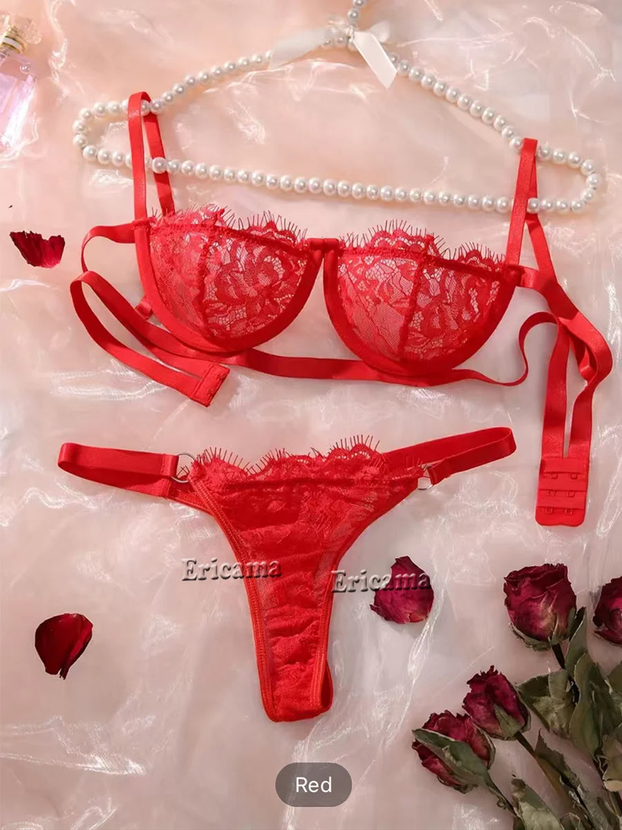 Flirty Embroidered Lingerie – Sexy Sheer Bra & Briefs