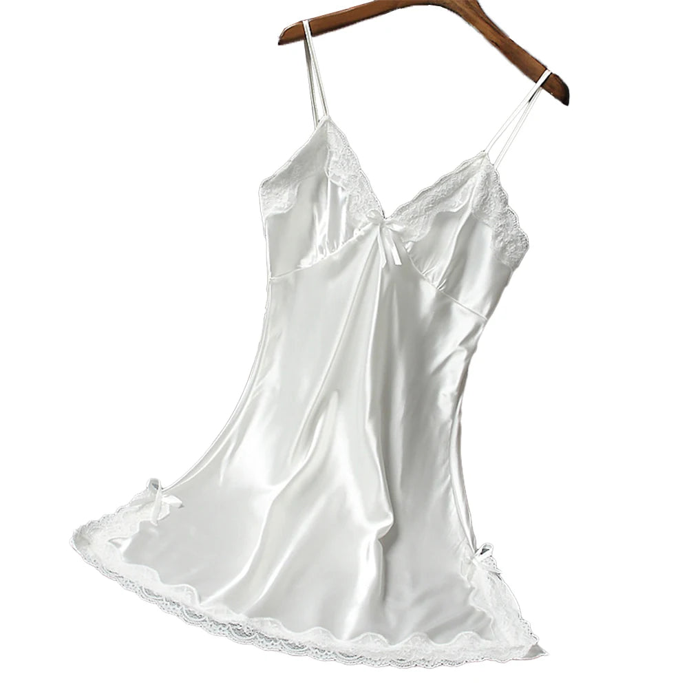 Elegant Satin Sleepwear – Summer Lace Nightdress for Women