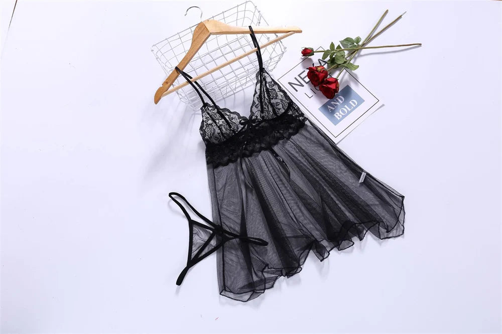 Seductive Lace Nightgown – Crotchless Erotic Lingerie & Sleepwear for Women