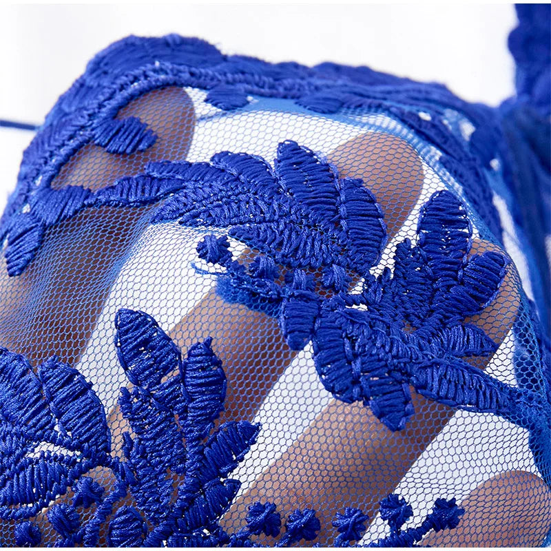 Elegant Wine Red Nightgown – Semi-Sheer Wheat Ear Embroidery & Bow Accent