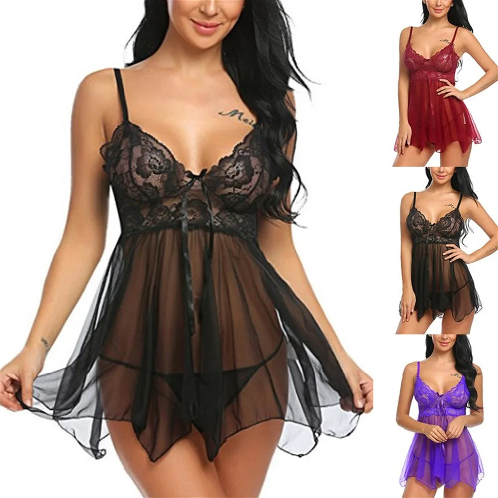 Seductive Lace Nightgown – Crotchless Erotic Lingerie & Sleepwear for Women