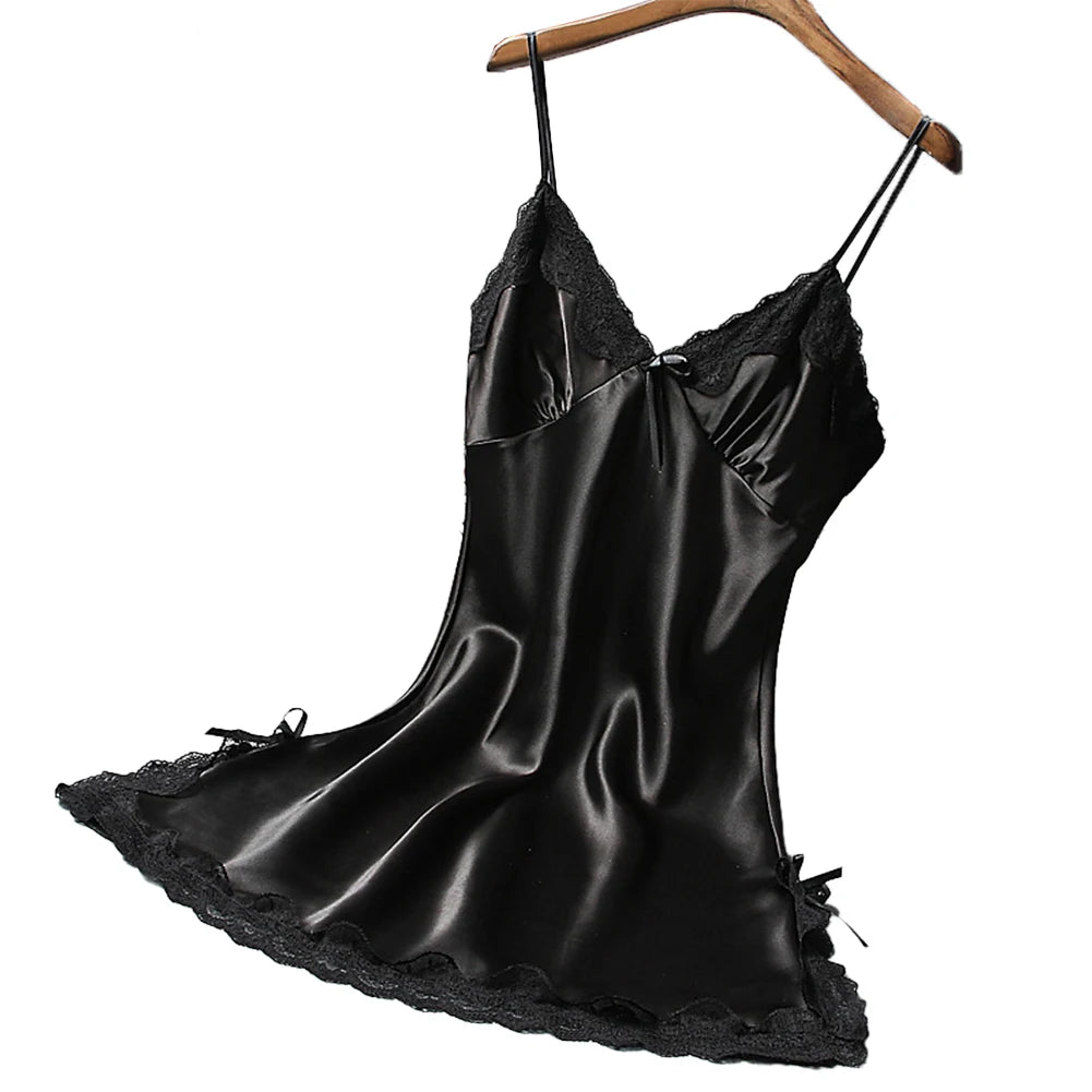 Elegant Satin Sleepwear – Summer Lace Nightdress for Women