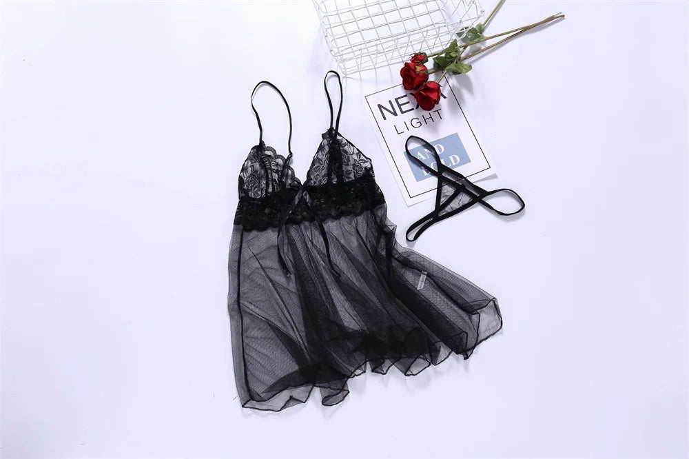 Seductive Lace Nightgown – Crotchless Erotic Lingerie & Sleepwear for Women