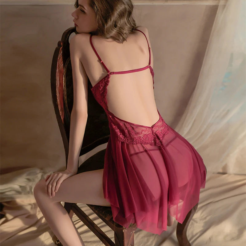 Seductive Lace Babydoll Set – Open Bra Mesh Lingerie & Exotic Apparel