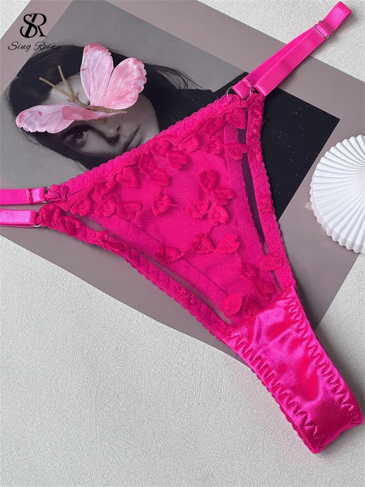 Sugar Midnight Floral Lace Lingerie Set – Sheer Backless Bra & Panty Set with Embroidery Detail | Elegant Women’s Underwear