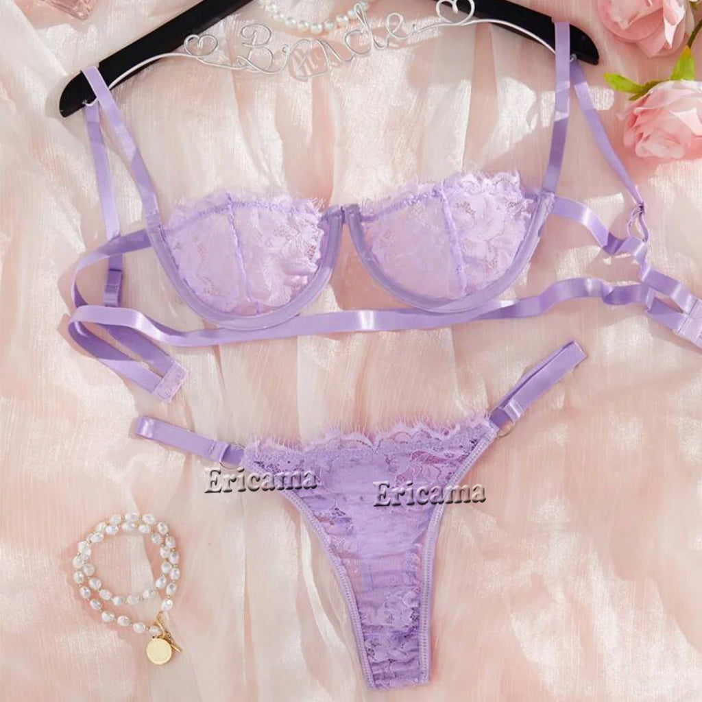 Flirty Embroidered Lingerie – Sexy Sheer Bra & Briefs