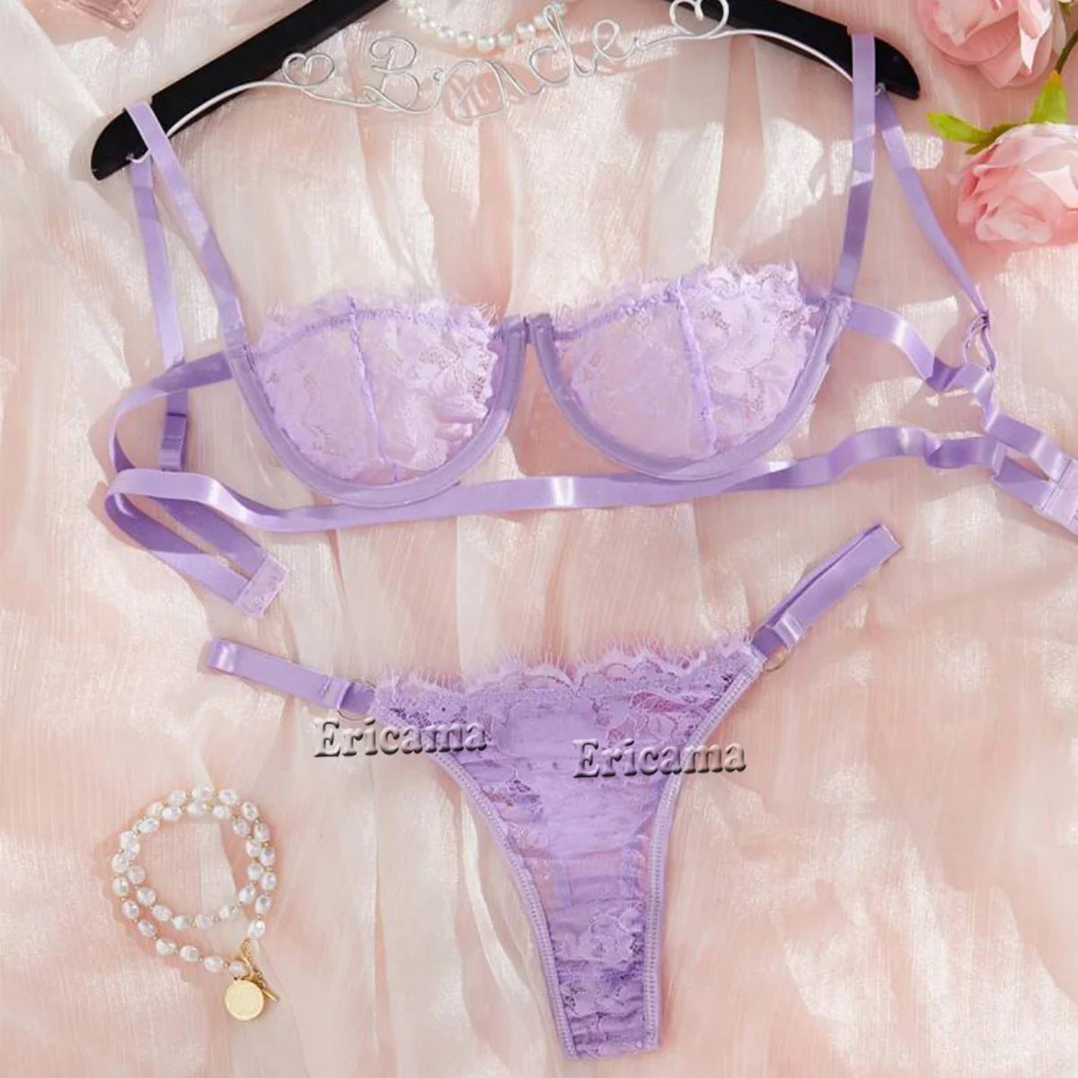 Flirty Embroidered Lingerie – Sexy Sheer Bra & Briefs